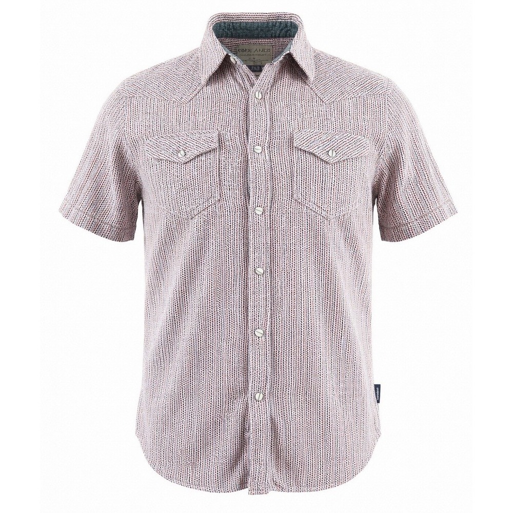 Cody James Mens M Western Shirt Snap Button Short Sleeve Red Blue Striped Cotton